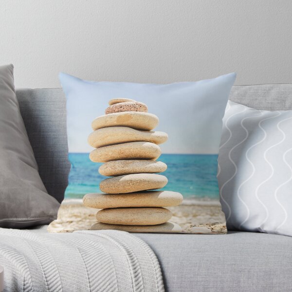 Coastal Cairn Throw Pillow