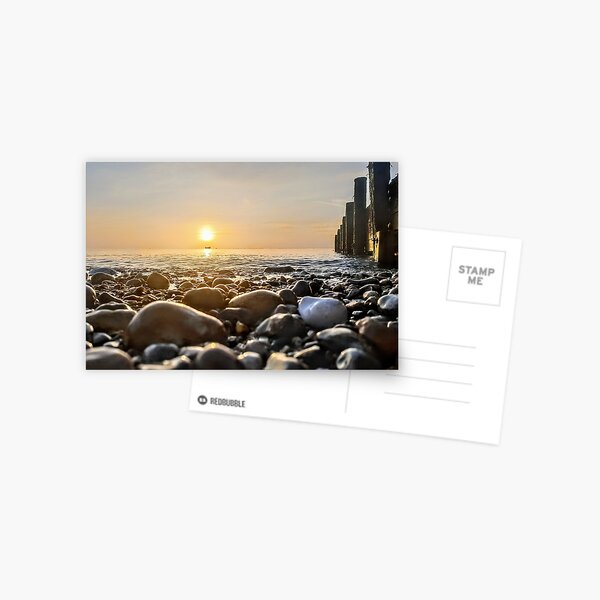Pebbles, Sunrise and Boat Postcard
