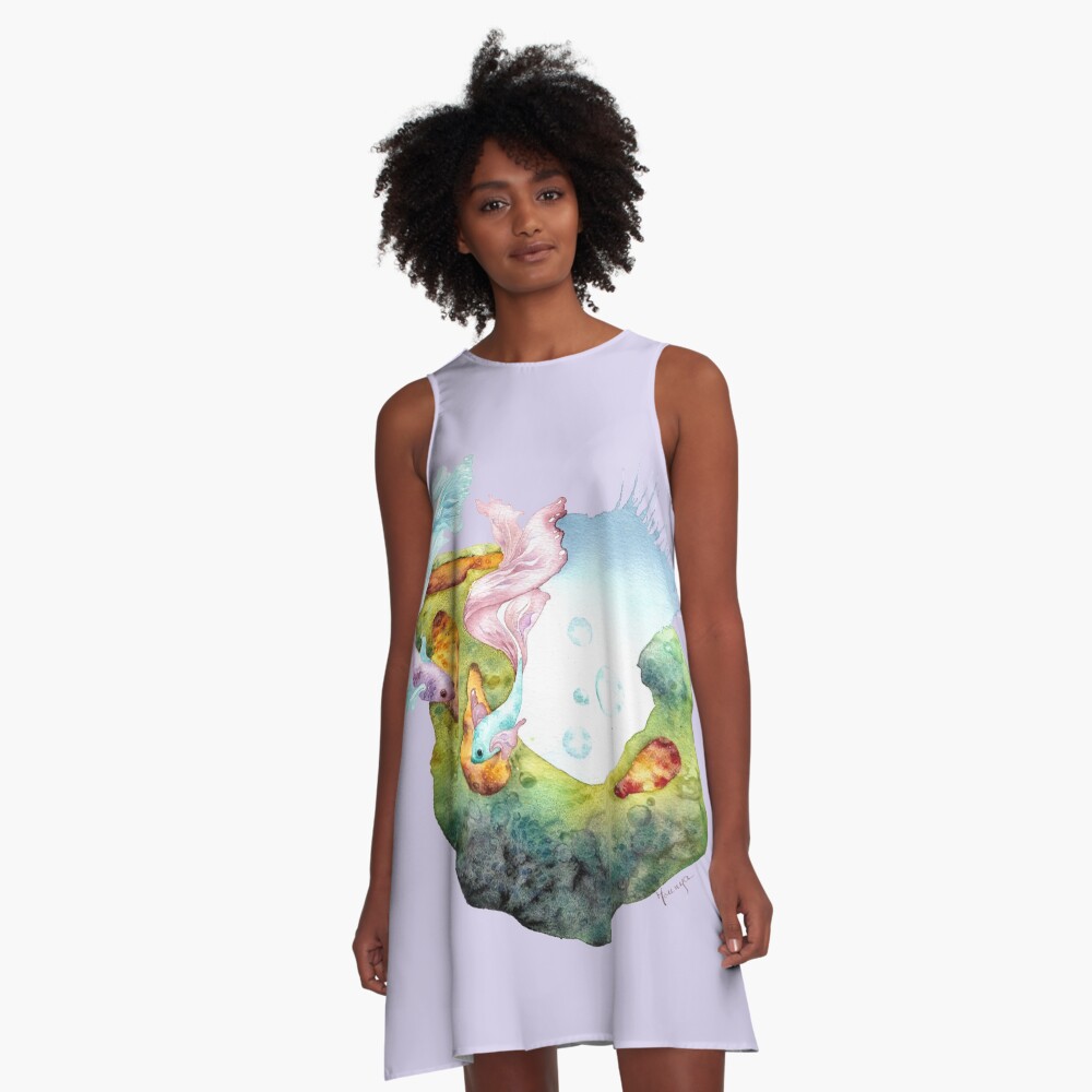 Vista previa del artículo con la obra «Vestido acampanado», diseñado y vendido por Mistybosk.