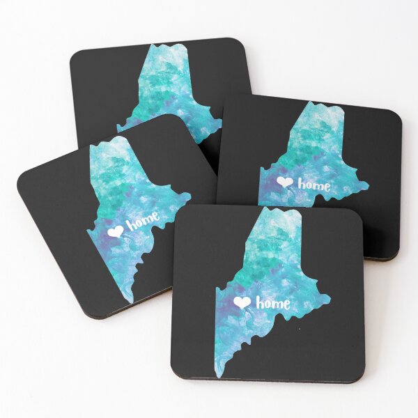 Item preview, Maine USA Map watercolor blue Augusta watercolour designed and sold by WatercolorFun.