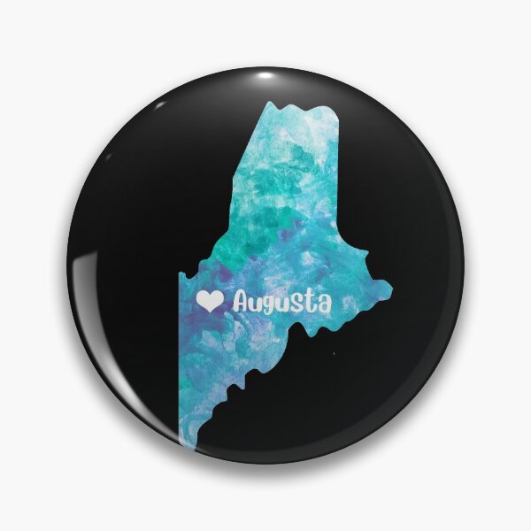 Item preview, Maine Augusta USA Map watercolor blue Augusta watercolour designed and sold by WatercolorFun.