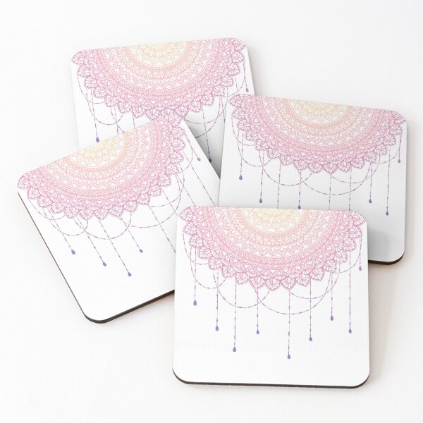 Item preview, Pink and purple half drop mandala art designed and sold by Mandala & More.