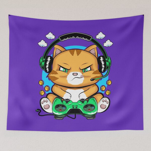 Item preview, gaming cat, cute kitty gamer funny pets designed and sold by V A R G A S S T Y L E.