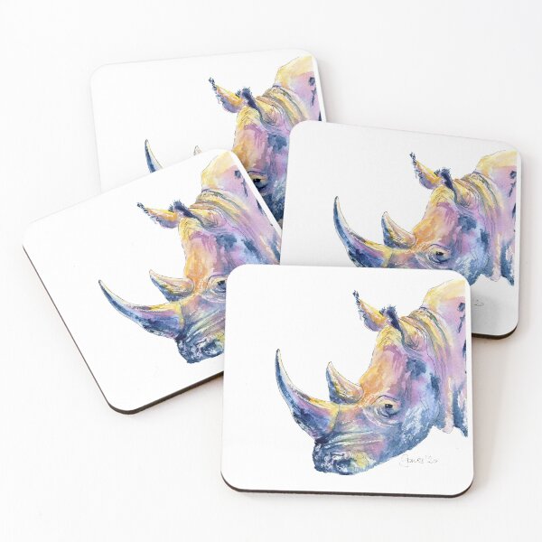 Item preview, Colourful rhino head designed and sold by GJ Art Studios.