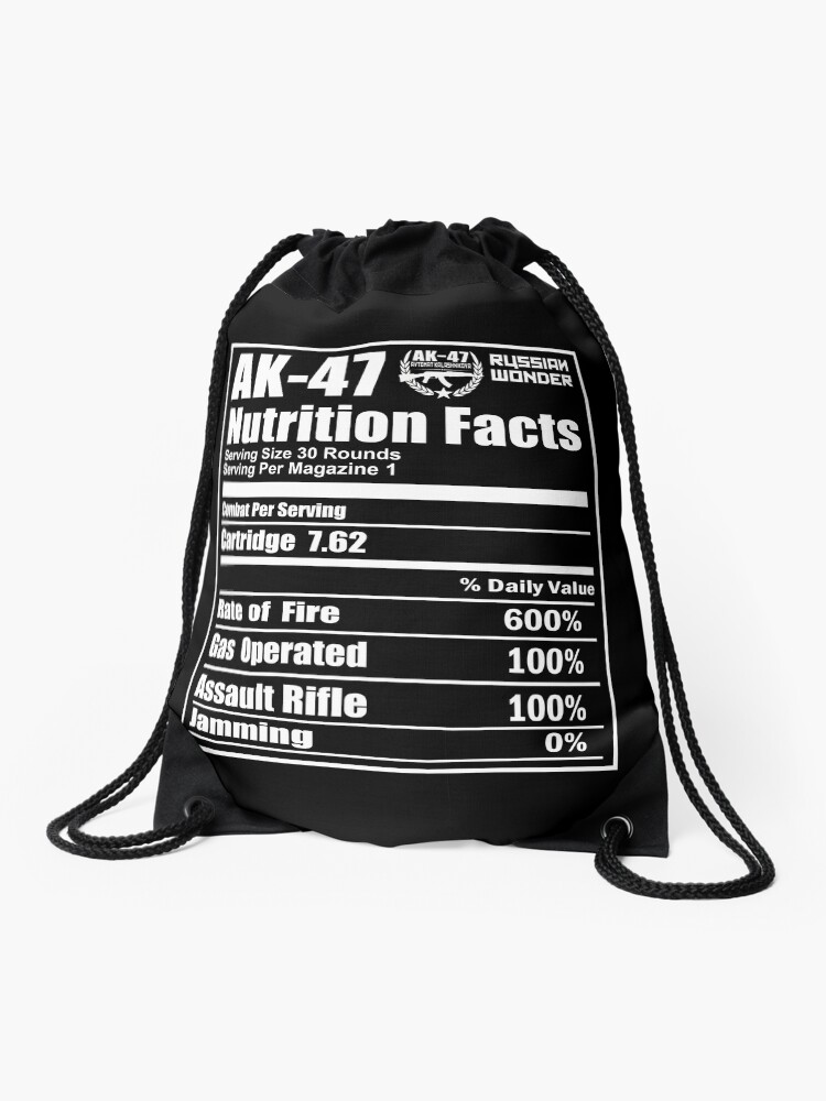 New AK-47 Kalashnikov Nutrition Facts Russian Wonder Assault Rifle Funny T-shirt
