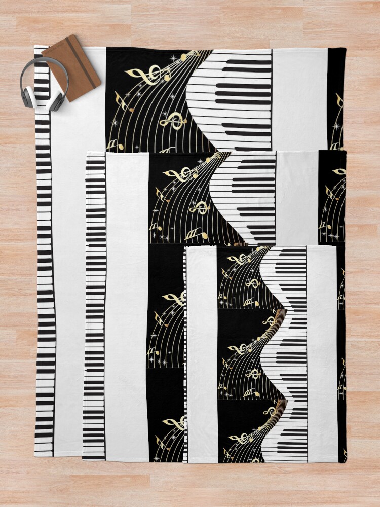 Alternate view of Piano keys Throw Blanket