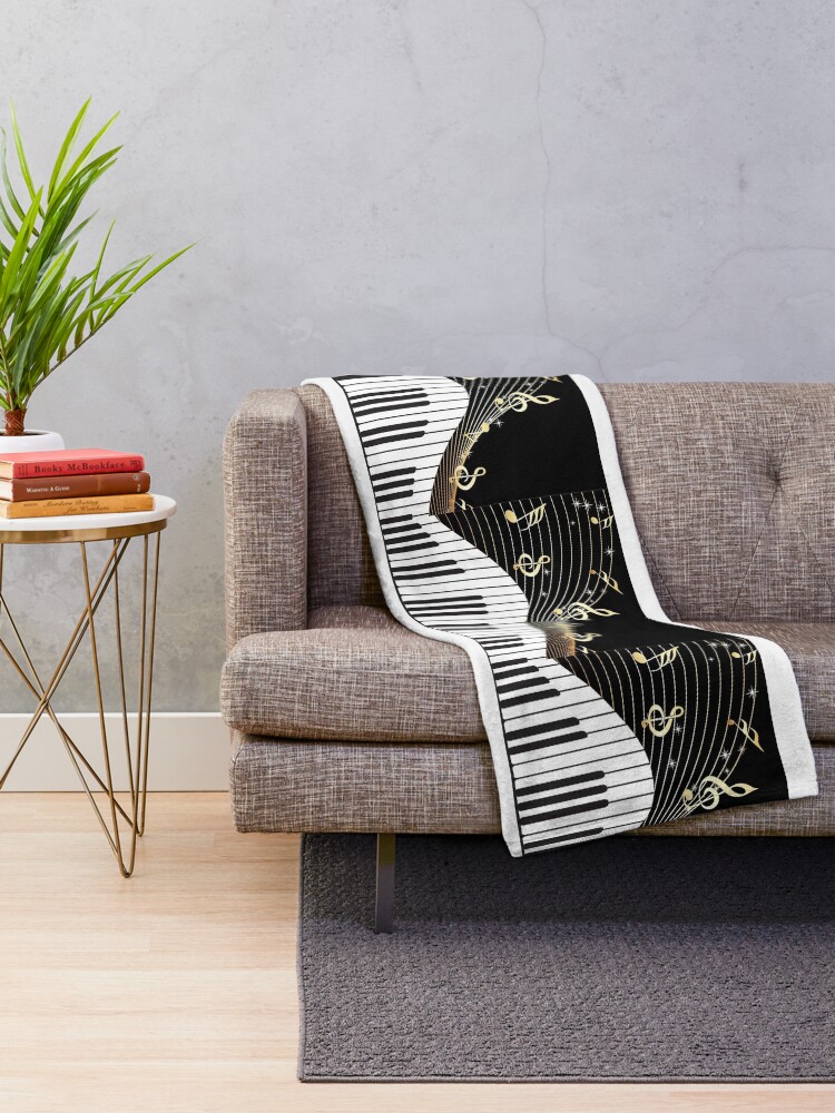 Alternate view of Piano keys Throw Blanket