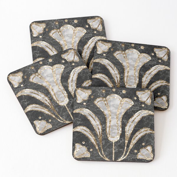 Item preview, Art Deco Marble Tile Floral. Bluebell flowers designed and sold by lents.