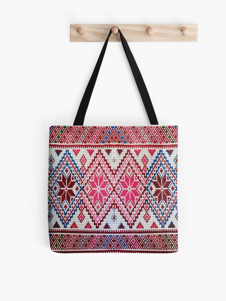 Palestinian Embroidery and Suede Crossbody Tote Bag with Tatreez