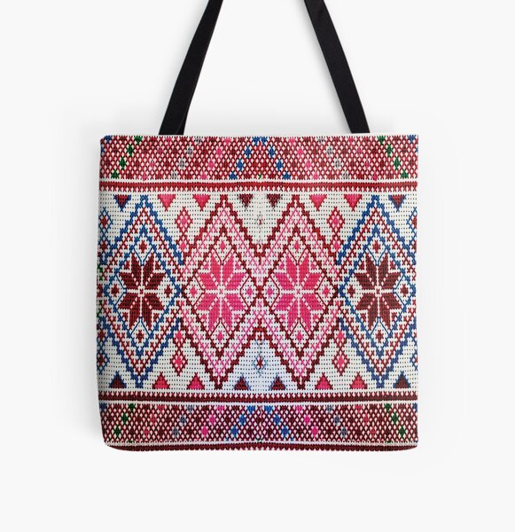 Palestinian Embroidery and Suede Crossbody Tote Bag with Tatreez