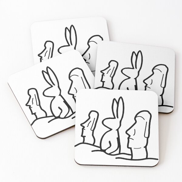 Item preview, Easter Humour - Bunny with Moai Easter Island Heads designed and sold by Schka.