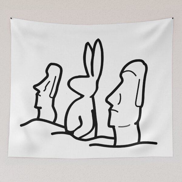 Item preview, Easter Humour - Bunny with Moai Easter Island Heads designed and sold by Schka.