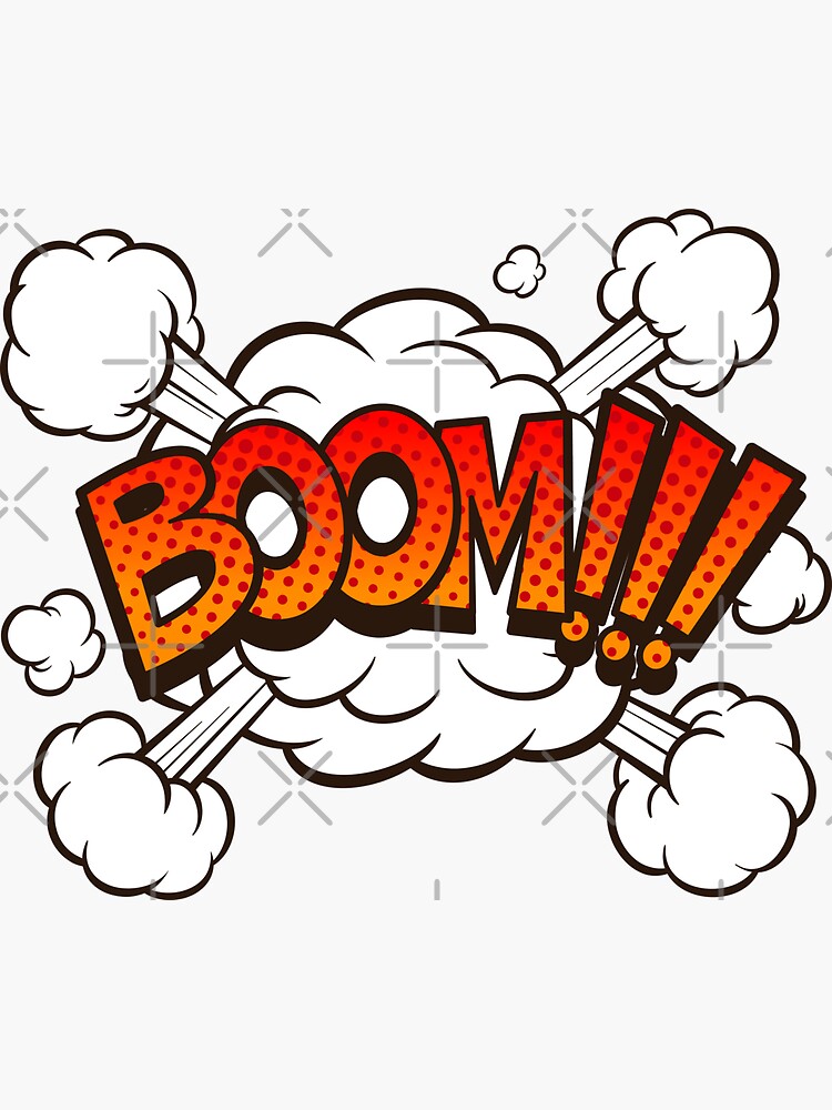 "Boom! Comic Book Funny Sound Effects" Sticker for Sale by
