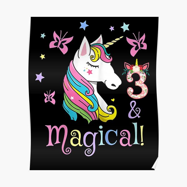 Posters Sur Le Theme Joyeux Anniversaire Licorne Magique Redbubble