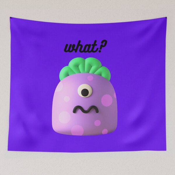 Item preview, Cute purple and green monster asking, what? designed and sold by cheeseonbread.