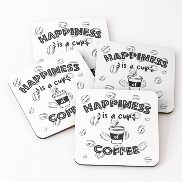 Item preview, Happiness is a cups of coffee addicts funny coffee quote designed and sold by KO-Design.