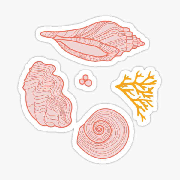 Item preview, Coral & Shell Pattern Navy Orange Pink designed and sold by Dizzywonders.