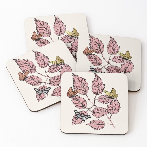 Item preview, Pink Gold Leaves & Metal Butterflies (Bronze, Silver & Gold) designed and sold by albix81.