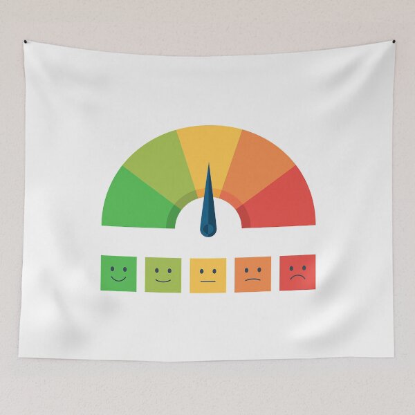 Item preview, Mood checker meter happy face angry worried bored sad negative positive emojis faces designed and sold by MindChirp.