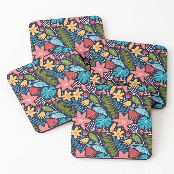 Item preview, Colorful tropical leaves and flowers designed and sold by GoDesign1.