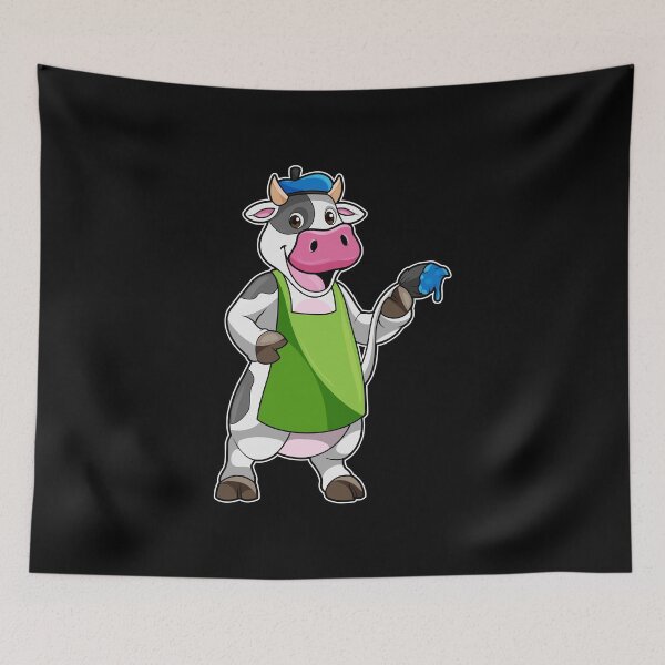 Item preview, Cow as Painter with Paint & Apron designed and sold by Snabdesign84.