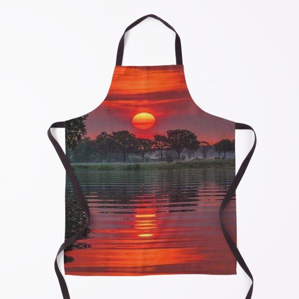 Item preview, Reflection of Red Hot Sunset in Misty Evening Sky Surrounded by Houses Trees The Lakes Cedar Grove, Georgia designed and sold by NadeenInspires.