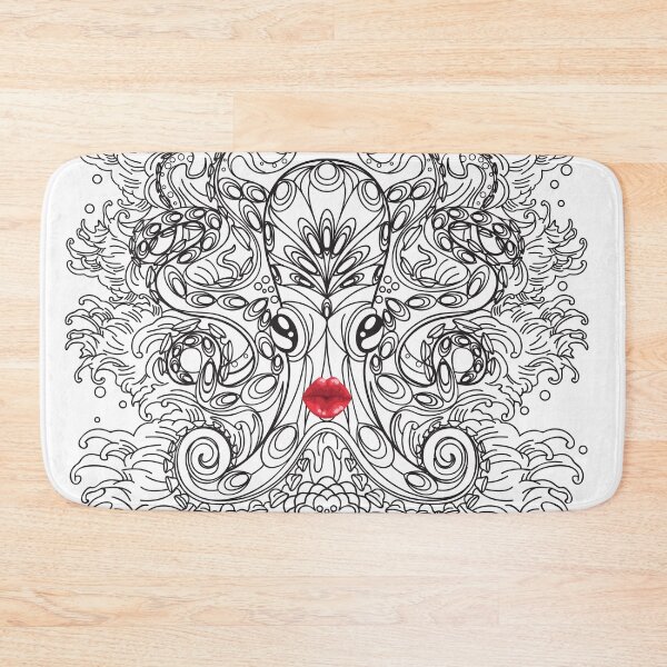 Item preview, Black and White Vintage Octopus with Red Lips designed and sold by cheeseonbread.