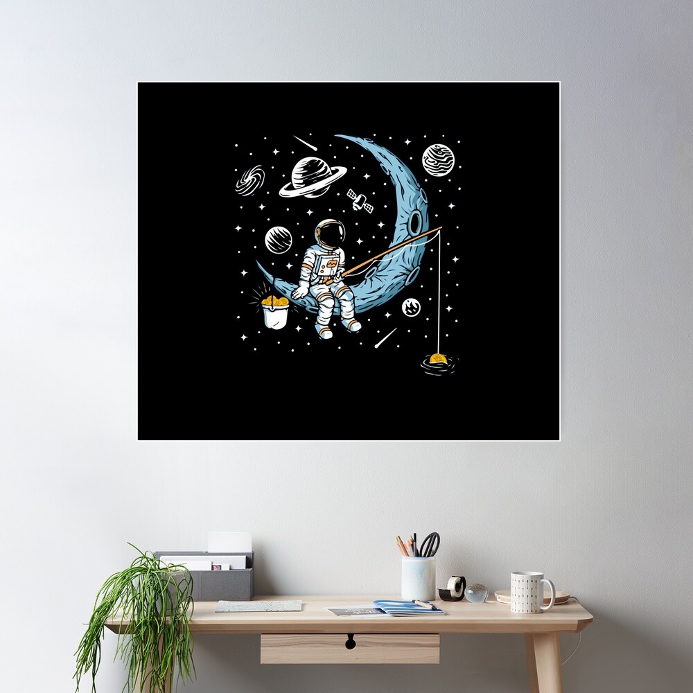 Astronaut Fishing Bitcoin Cryptocurrency - Funny Crypto Moon