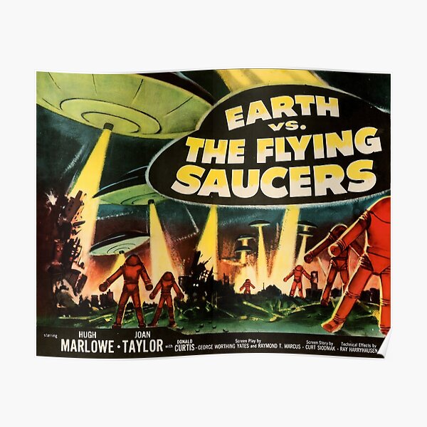 "EARTH VS FLYING SAUCERS HIGH RES SCAN OF ORIGINAL 1956 MOVIE POSTER