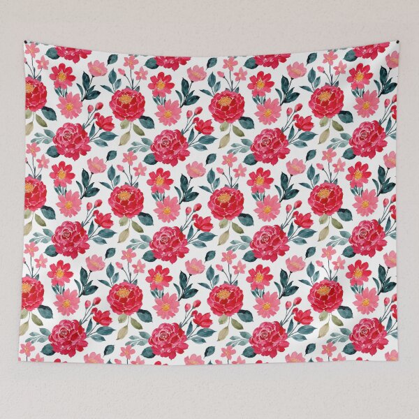 Item preview, Watercolor Red Flowers Pattern  designed and sold by ayasArt21.