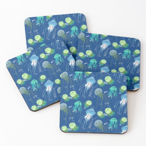 Item preview, Cute Jellyfish - Cartoon Watercolor Blue and Green Ocean Pattern designed and sold by TheRainbowRoom.