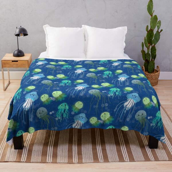 Item preview, Cute Jellyfish - Cartoon Watercolor Blue and Green Ocean Pattern designed and sold by TheRainbowRoom.