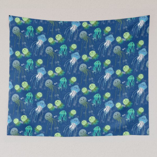 Item preview, Cute Jellyfish - Cartoon Watercolor Blue and Green Ocean Pattern designed and sold by TheRainbowRoom.