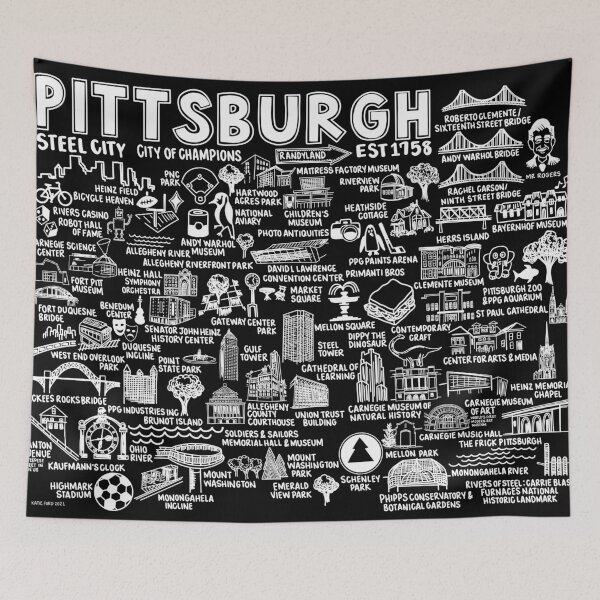 Item preview, Pittsburgh Map  designed and sold by fiberandgloss.
