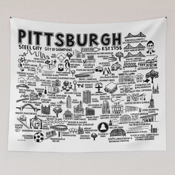 Item preview, Pittsburgh Map  designed and sold by fiberandgloss.