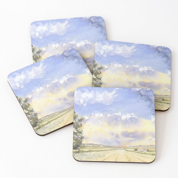Item preview, Watercolour landscape village church and farm house designed and sold by philcorcutt.