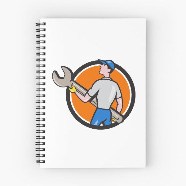 Item preview, Mechanic Carrying Giant Spanner Circle Cartoon designed and sold by patrimonio.