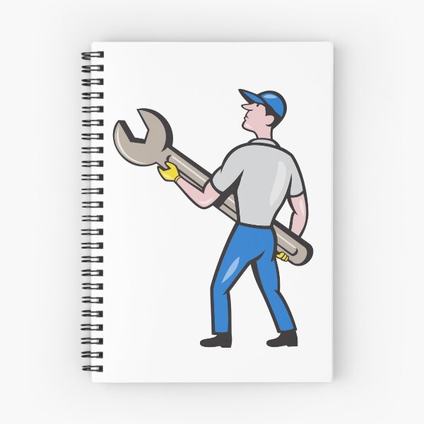 Item preview, Mechanic Carrying Giant Spanner Cartoon designed and sold by patrimonio.