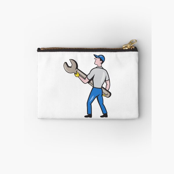 Item preview, Mechanic Carrying Giant Spanner Cartoon designed and sold by patrimonio.