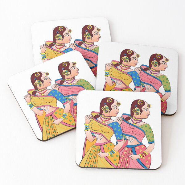 Item preview, Gopika or Lord's lady servants are drawn in Kalamkari, Indian folk art designed and sold by Gurunath Bhadekar.