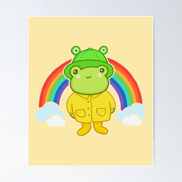 Item preview, Kawaii Frog with Rainbow Hat: Cottagecore Aesthetic, Pastel Hippy Theme, Perfect for Teens, Featuring Happy Anime Froggy designed and sold by MinistryOfFrogs.