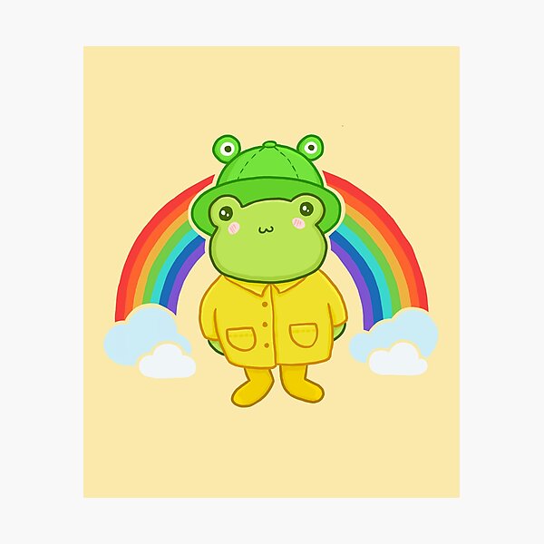 Item preview, Kawaii Frog with Rainbow Hat: Cottagecore Aesthetic, Pastel Hippy Theme, Perfect for Teens, Featuring Happy Anime Froggy designed and sold by MinistryOfFrogs.