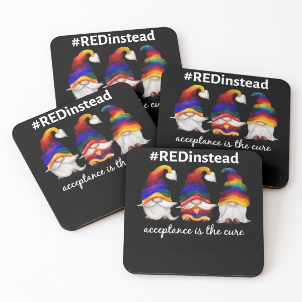 Item preview, Red Instead Autism Shirt Autism-Acceptance Rainbow Gnome designed and sold by TrendingTees4u.