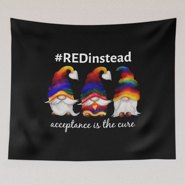 Item preview, Red Instead Autism Shirt Autism-Acceptance Rainbow Gnome designed and sold by TrendingTees4u.