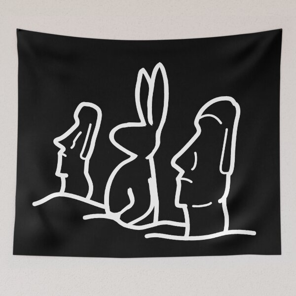 Item preview, Easter Humour Bunny with Moai Easter Island Heads designed and sold by Schka.