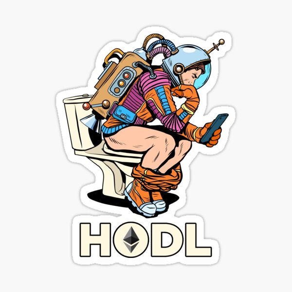 Ethereum Astronaut Hodling ETH auf Toilette - Ethereum Hodl Space Man Sticker