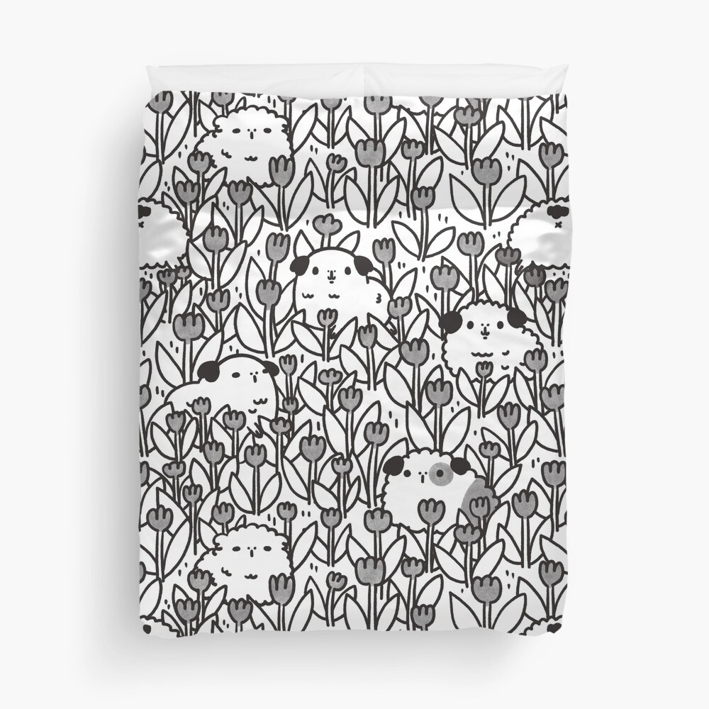 Black and White Guinea pigs Pattern Duvet Cover