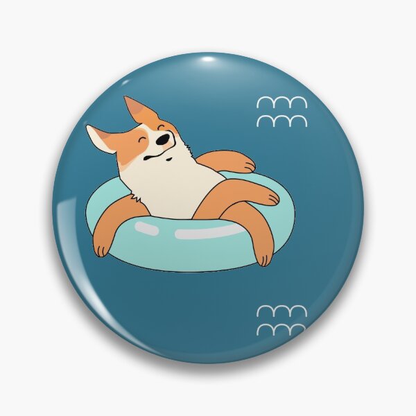 Item preview, Floatie with corgi and beach ball swimming in the waves in the water designed and sold by TrueType.