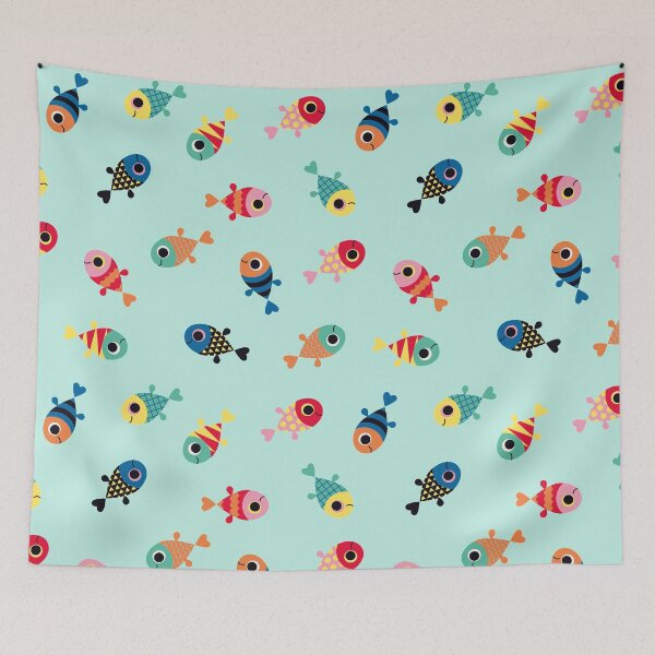 Item preview, Fun Tropical Fishes Shape Pattern (Seaweed Teal) designed and sold by Fox Newton.