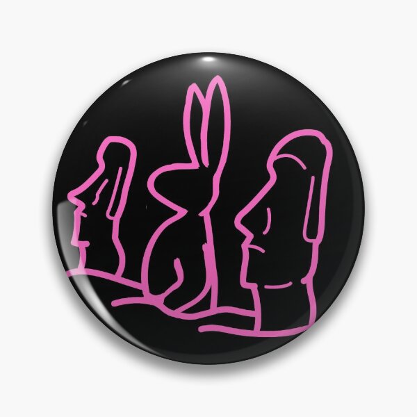 Item preview, Easter Humour - Pink Bunny with Moai Easter Island Heads designed and sold by Schka.